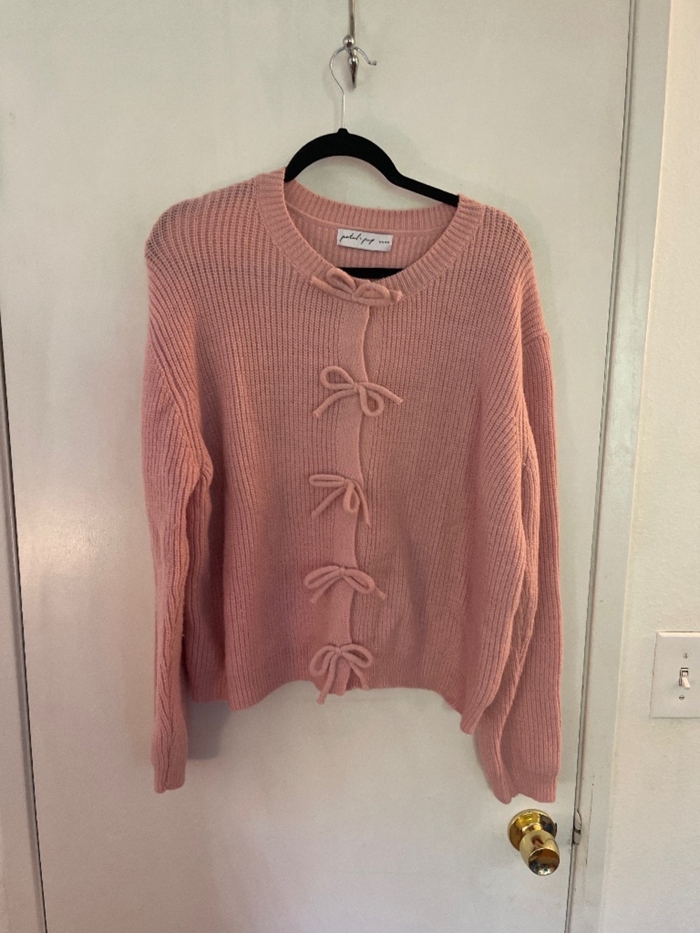 Petal and pup pink size xl sweater with snap closure bows